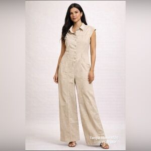 Sleeveless Beige Jumpsuit